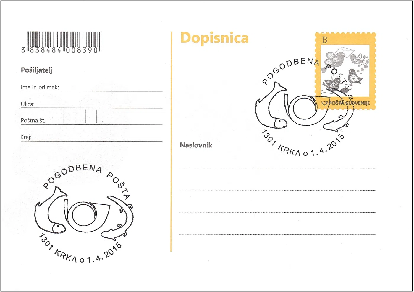 POGODBENA POŠTA 1301 KRKA